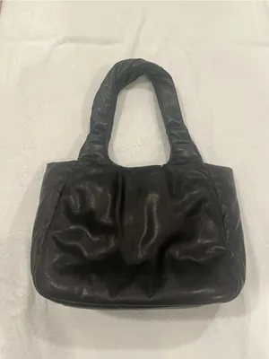 A New Day Black Puffy Ruched Shoulder Bag Tote thumbnail 2