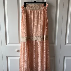 Queen & Pawn Pink Lace Maxima Maxi Long Boho Skirt Size Small thumbnail 3