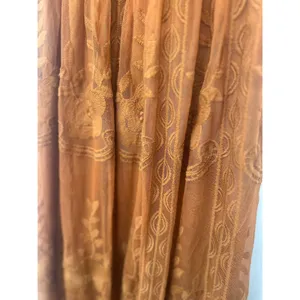 Dress Day Maxi Dress Womens M Copper Brown Lace Off Shoulder Boho Romantic thumbnail 9