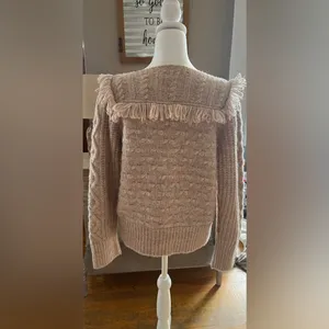 NWT LoveShackFancy Kingston Fringe Sweater - Alpaca Wool Size M thumbnail 3