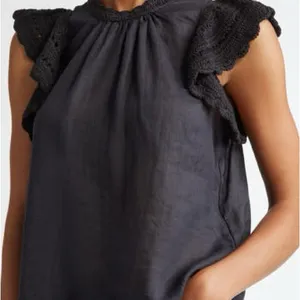 Ulla Johnson Handmade Kai Ramie black flounce Goth feminine blouse 10 thumbnail 11
