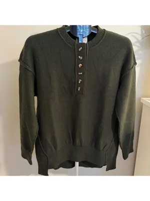 Fashion Crewneck Button Sweater Green thumbnail 4