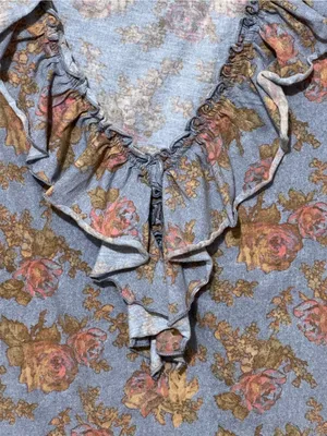 LAUREN JEANS CO. Ralph Lauren Floral Ruffle V-Neck Tank Top M 18” p2p Blue Multi thumbnail 5