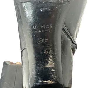 Vintage Gucci 202941 Black Leather Crest Medallion Knee High Boots 9B thumbnail 13