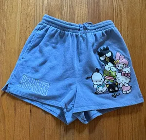 Sanrio Women’s Hello Kitty Sweat Shorts Blue Medium Cotton thumbnail 1