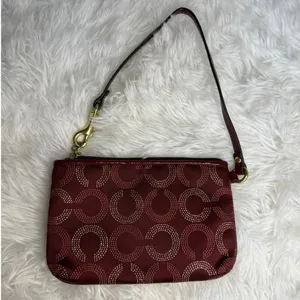 COACH Burgundy / red Signature Canvas Wristlet thumbnail 2