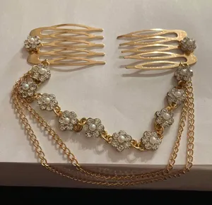 SLBRIDAL Wired crystal rhinestone hair comb Chain hair accessories thumbnail 2