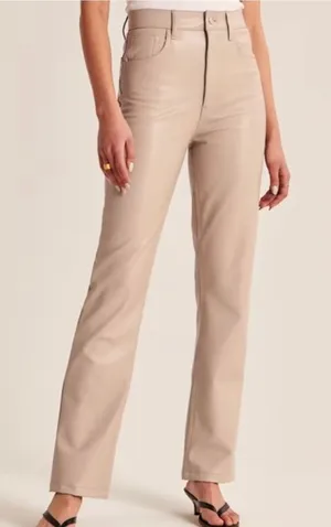 Abercrombie and Fitch Vegan Leather 90s Straight Ultra High Rise thumbnail 1