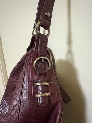 Monsac Croc-Embossed Hobo Bag in Burgundy thumbnail 5