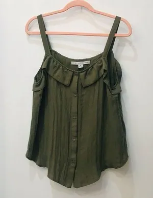 Olive green Hyfve Boutique Boho top sz Med thumbnail 1