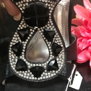 Cute black leather w/rhinestones & Blk jewels thumbnail 2