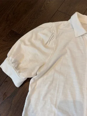 GAP Women’s White Button-Front Puff Sleeve Shirt Size Medium - C4-117 thumbnail 4
