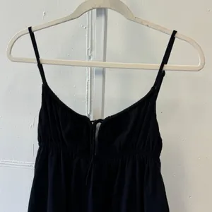 Princess Polly Black Cotton Babydoll Mini Dress Tie Front Button Back Size 4 thumbnail 3