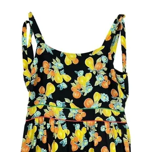 Adelyn Rae Black Fruit Floral Print Tiered Midi Dress Tie Shoulder Smocked NWT‎ thumbnail 14