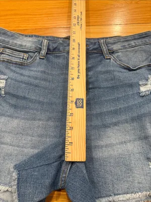 Judy Blue high waisted mild distressed raw hem jeans shorts size large . thumbnail 5