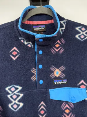 Patagonia Lightweight Synchilla Snap-T Women M Navy Geometric Fleece thumbnail 4