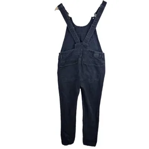Zara Basic Black Denim Overalls Dungarees Women's Size L Slim Leg Faded Black thumbnail 5