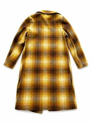 Angie Yellow and Brown Plaid Trench Coat thumbnail 2