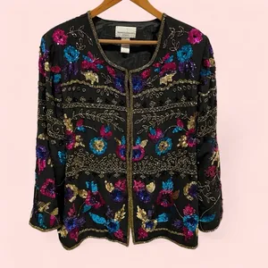 Stunning Drapers & damon’s silk beaded sequin cardigan vintage heavy thumbnail 2