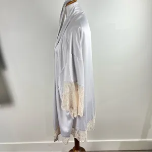 Flora Nikrooz Silver Satin Lace Trim Kimono Robe XL Loungewear Bridal thumbnail 12