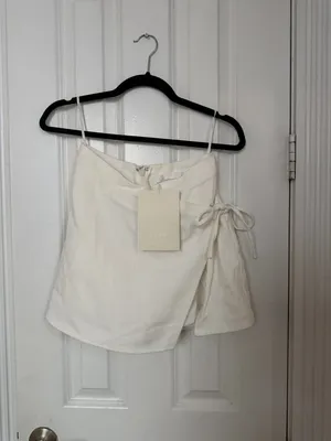 NWT Sabo Skirt Alani White Linen Wrap Mini Skort thumbnail 2