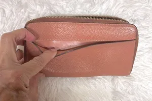 Coach Texture Accordion Zip Around Leather Wallet - Pink vintage thumbnail 2