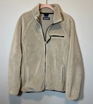 Lands End Vintage Sherpa Fleece Jacket Medium‎ Beige Full Zip thumbnail 1