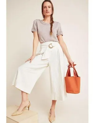 NWT Anthropologie Palm Beach Belted Pants Size 8. A42 thumbnail 1