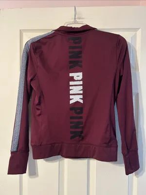 Victoria’s Secret Pink Burgundy Quarter Zip Pullover Sweatshirt Medium thumbnail 6