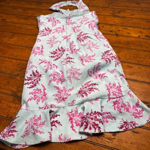LIKELY Blue‎ Pink Floral One Shoulder Ruffle Midi Dress Size 8 Botanical Y2K thumbnail 5