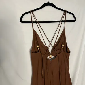 Zara Cut Out Strappy Maxi Dress Brown Size Large thumbnail 3