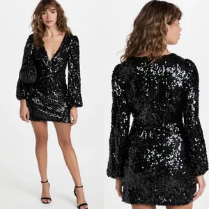 NWOT WAYF sequined black dress XS thumbnail 2