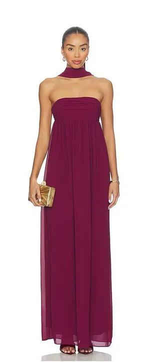 Lovers + Friends Soleil Gown in Wine thumbnail 1