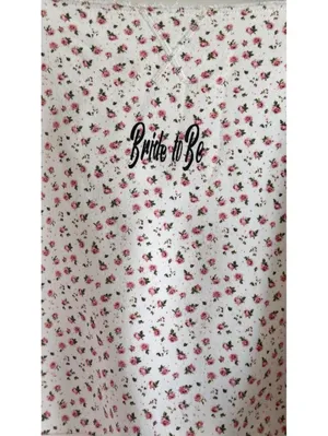 Blogilates Bride To Be Floral Off Shoulder Sweatshirt Medium Ivory Pink Cozy thumbnail 4