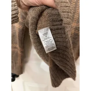 Everlane Alpaca Plaid‎ Crewneck Sweater Brown Tan Wool Blend Small S thumbnail 6