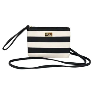 Betsey Johnson Signature Black & White Striped Luv Betsey Crossbody Wristlet thumbnail 10