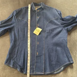 Vintage Stubbs Collection Denim Button-Up Long Sleeve Shirt NO BUTTONS Size L thumbnail 7