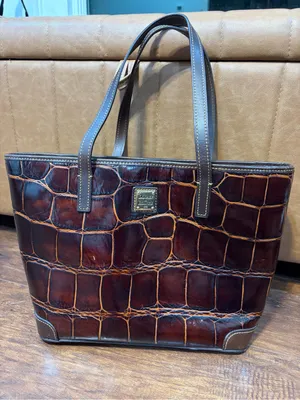Dooney & Bourke Dark Brown Croc-Embossed Leather Tote thumbnail 1