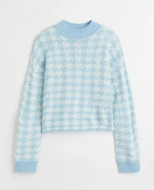 Divided Light blue/houndstooth-pattern Sweater thumbnail 1