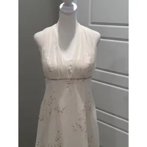 Betsy &‎ Adam Vintage White Floral Halter Sequin Cocktail Gown Dress Sz 8 thumbnail 9
