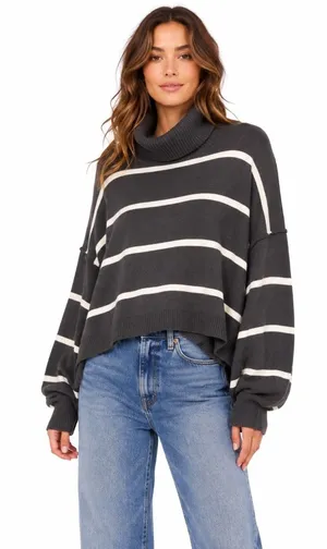 Free People - Paulie Striped Turtleneck Sweater thumbnail 1