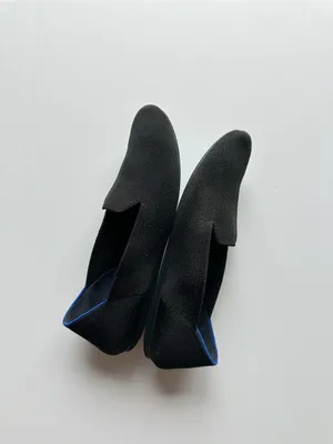 Rothy's The Loafer Black with Blue Trim Slip On Shoes thumbnail 8