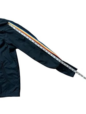 ZYIA Active Rainbow Sleeve Bomber Jacket w/ Thumbholes Blue Size Medium thumbnail 12