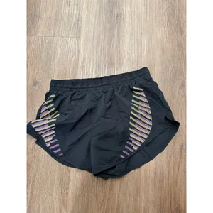 Nike Womens Dri-FIT Running Shorts Black Purple‎ Yellow Graphic Size S thumbnail 2