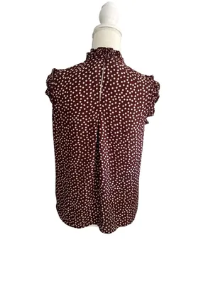 DKNY Womens Brown Polka Dot Sleeveless Top Size XL thumbnail 6