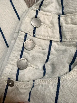 Universal Thread White Overalls with Blue Pinstripes Women’s Size XS (0) thumbnail 3