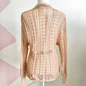 Crochet Cardigan Knit Open Front Boho Minimalist Cottagecore Medium‎ thumbnail 3