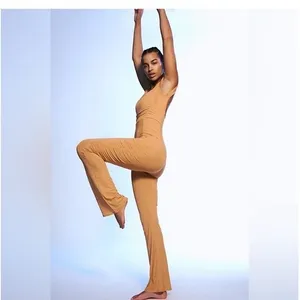 FREE PEOPLE FP Movement Pirouette Flare Jumpsuit in Orange‎ Size Small thumbnail 2