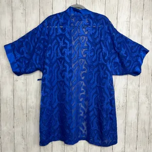 Vintage Contessa Di Roma Blue Sheer Short Sleeve Tie Close Robe Kimono Medium thumbnail 2