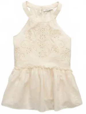 AE Embroidered Halter Tank Top American Eagle NWT Cream XS thumbnail 4